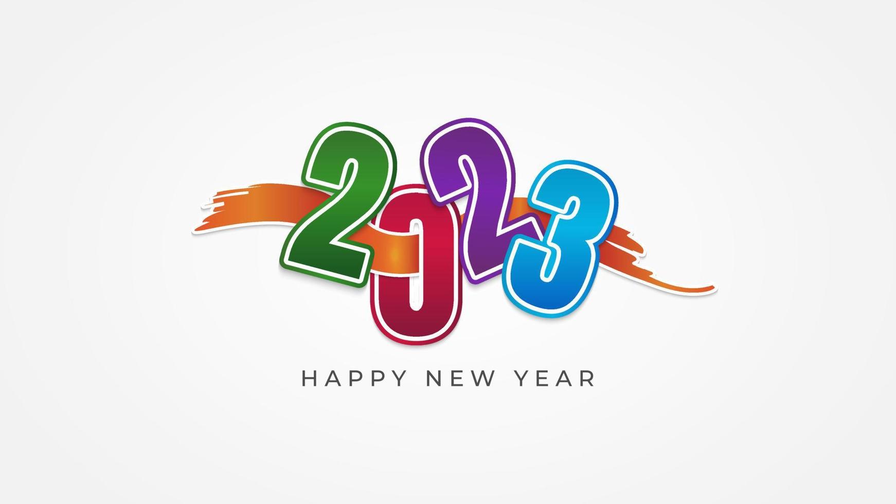 Paper cut style happy new year 2023 greeting with ribbon vector