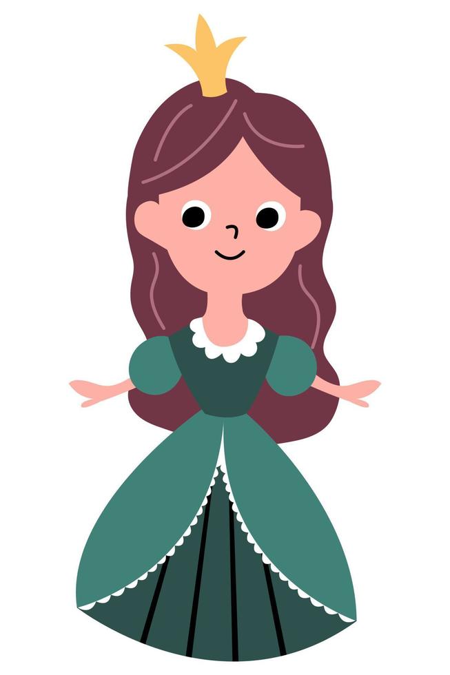Cute hand drawn princess on a white, isolated background. vector