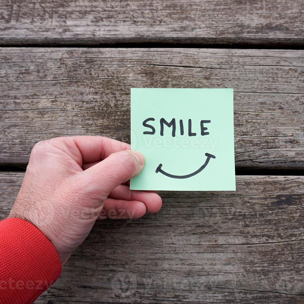 smile on the post it, feelings and emotions photo