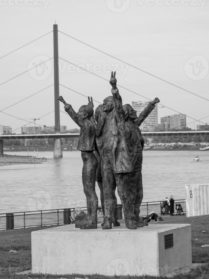 the city of dusseldorf at the rhine river photo