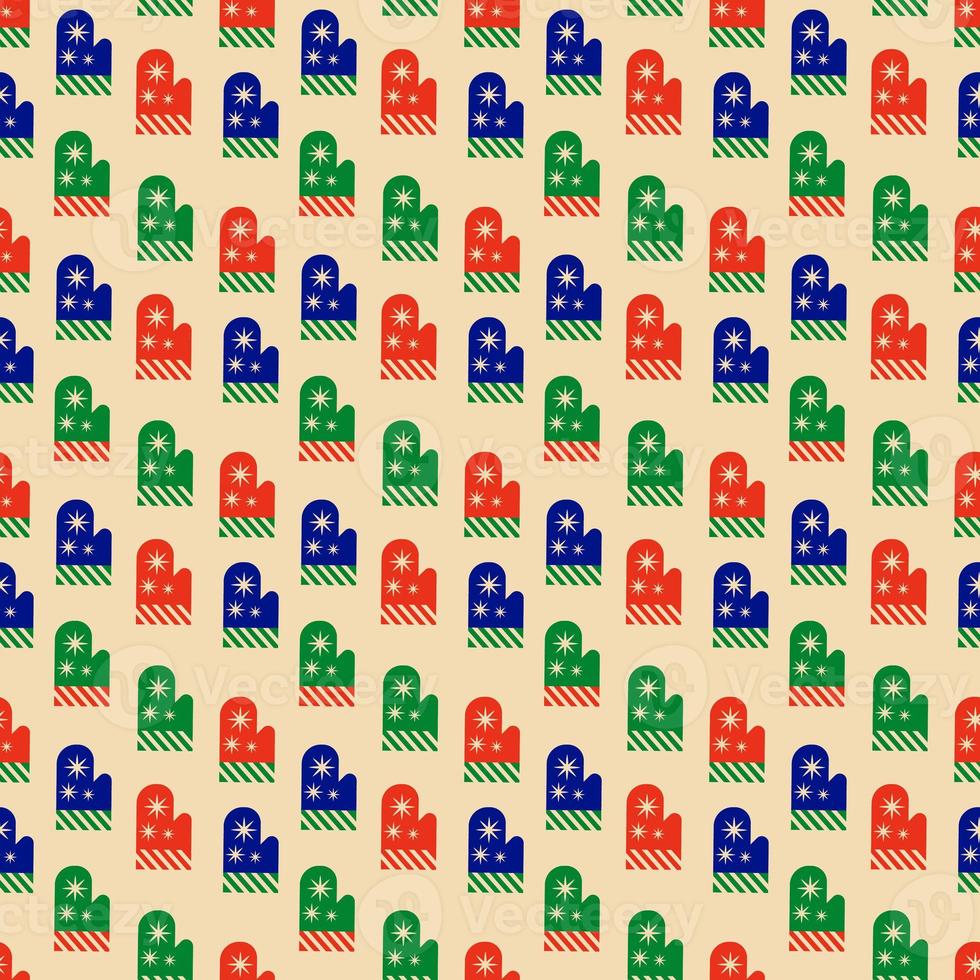 Seamless Christmas pattern with mittens photo