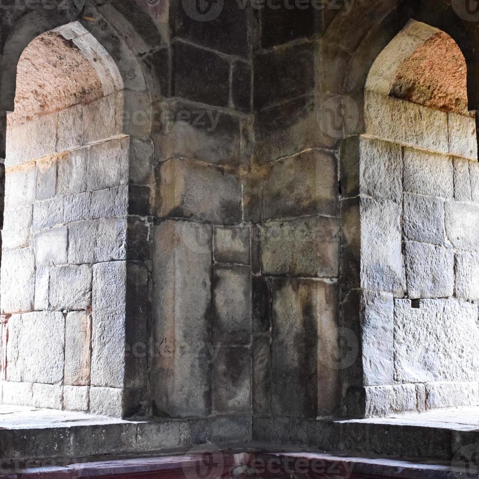 Mughal Architecture inside Lodhi Gardens, Delhi, India, Beautiful Architecture Inside Three-domed mosque in Lodhi Garden is said to be the Friday mosque for Friday prayer, Lodhi Garden Tomb photo