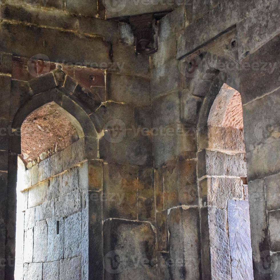 Mughal Architecture inside Lodhi Gardens, Delhi, India, Beautiful Architecture Inside Three-domed mosque in Lodhi Garden is said to be the Friday mosque for Friday prayer, Lodhi Garden Tomb photo