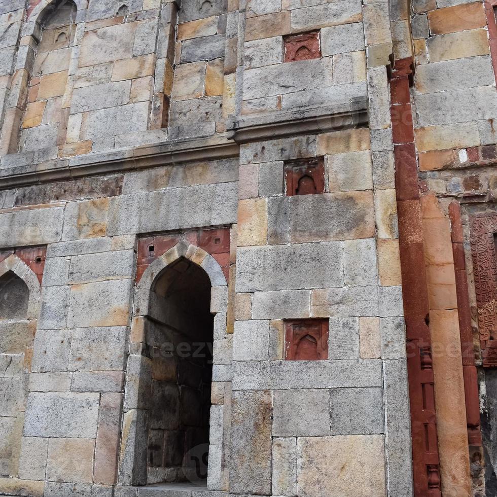 Mughal Architecture inside Lodhi Gardens, Delhi, India, Beautiful Architecture Inside Three-domed mosque in Lodhi Garden is said to be the Friday mosque for Friday prayer, Lodhi Garden Tomb photo