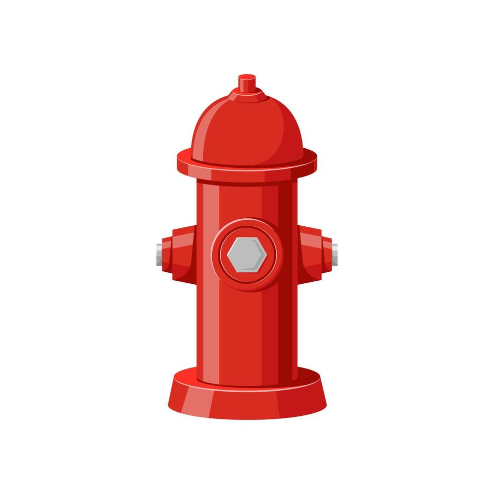 Red Fire Hydrant Flat Style Vector Illustration on White Background