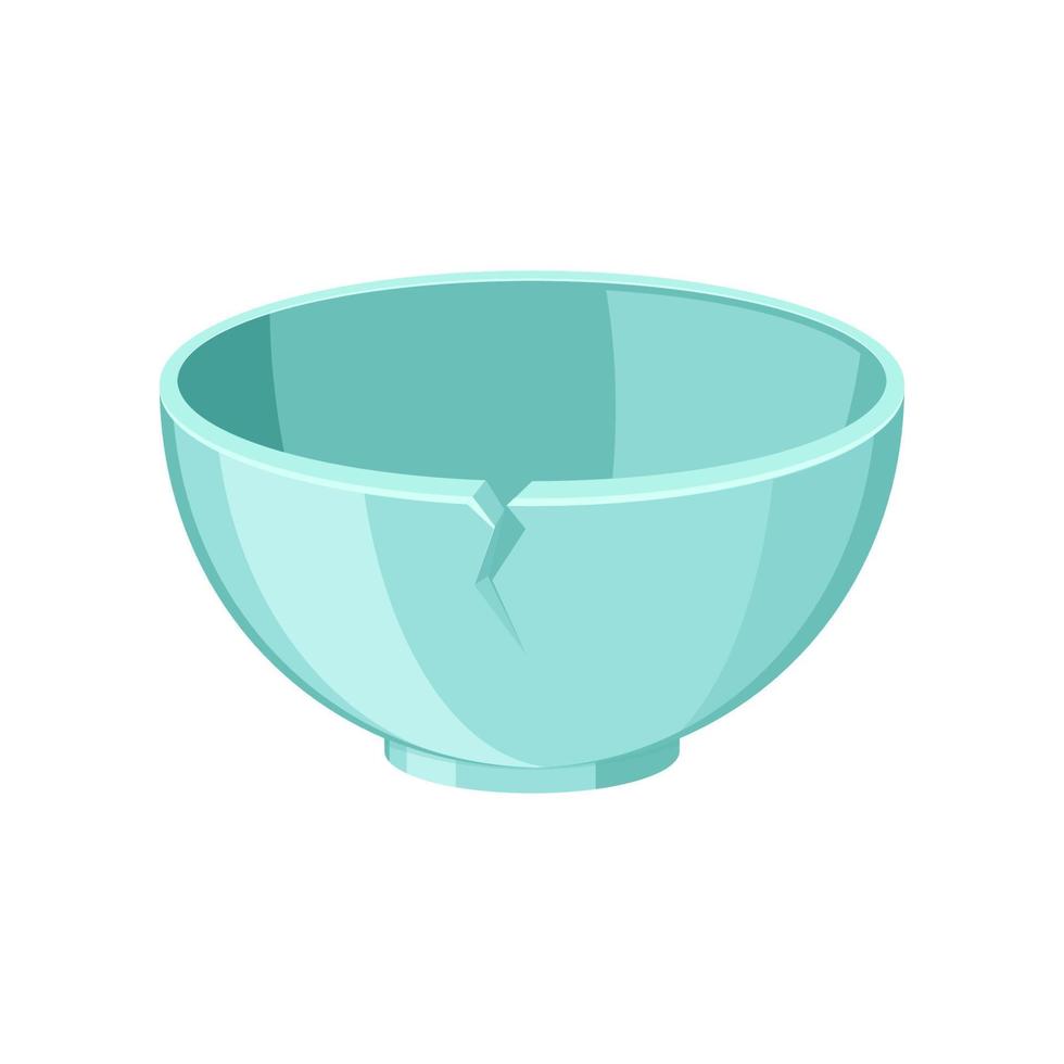 Broken bowl flat vector isolated