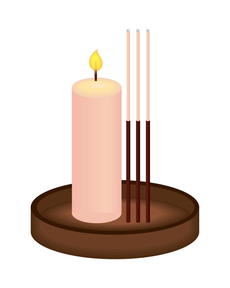 candle and incense sticks vector