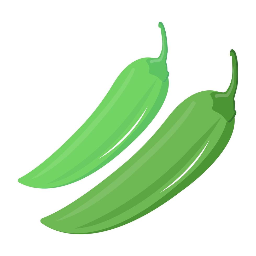 un icono de vector plano de chiles verdes