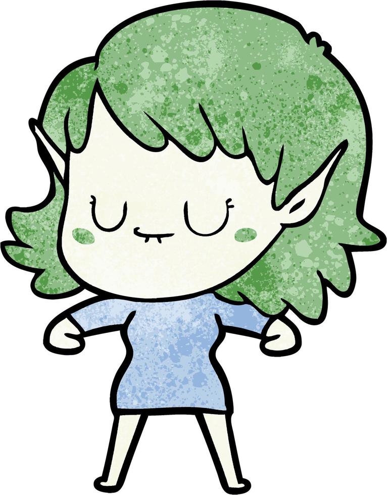 personaje de niña elfa vectorial en estilo de dibujos animados vector