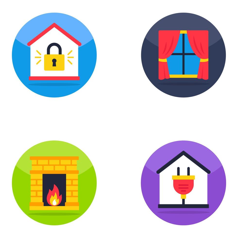 Pack of Home Furnishing Flat Icons vector