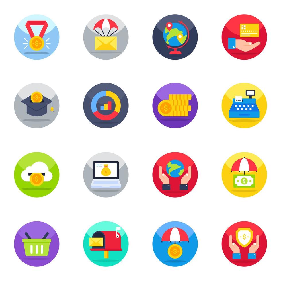 Pack of Business and Ecommerce Flat Icons vector