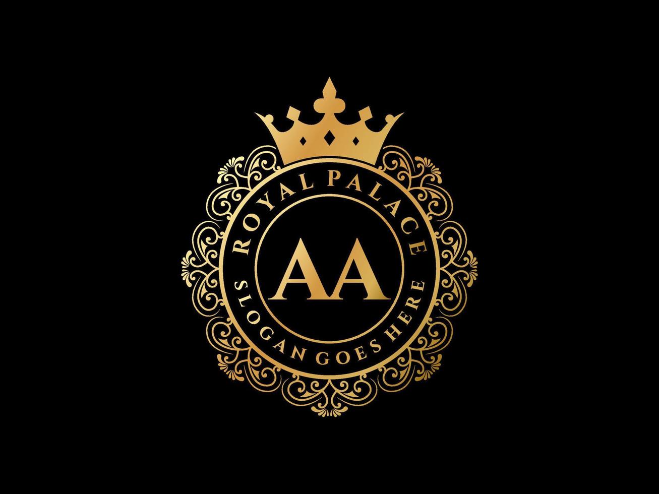 Letter AA Antique royal luxury victorian logo with ornamental frame. vector