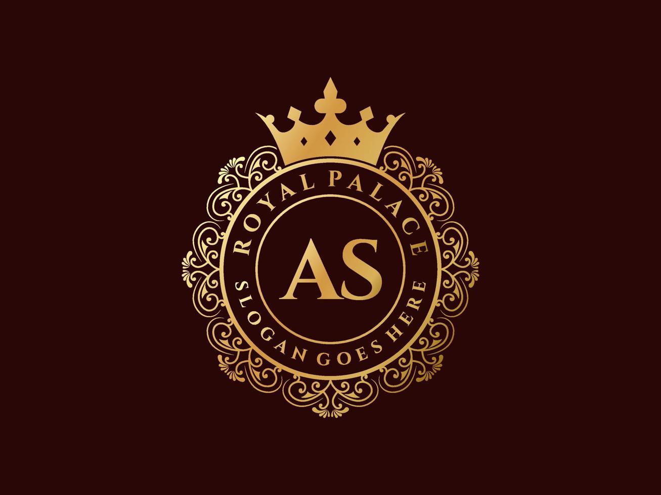 Letter AS Antique royal luxury victorian logo with ornamental frame. vector