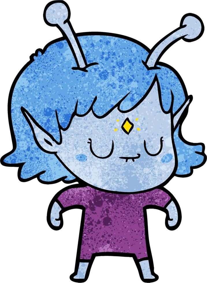 Retro grunge texture cartoon girl vector