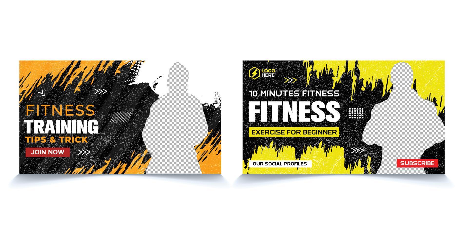 Fitness gym thumbnail and social media web banner template vector