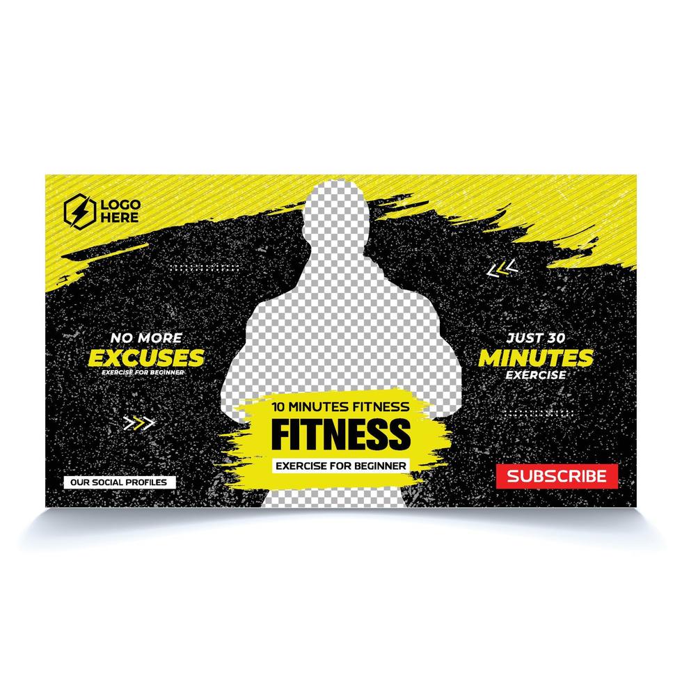 Fitness gym thumbnail and social media web banner template vector