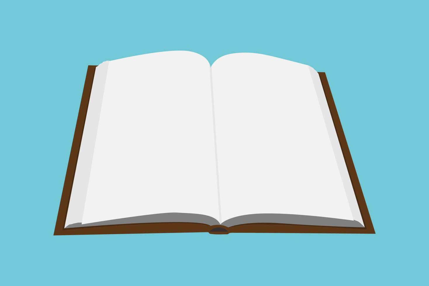 Open book with blank pages flat illustration vector