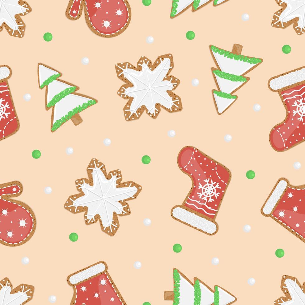 navidad, pan de jengibre, y, galletas, seamless, patrón vector