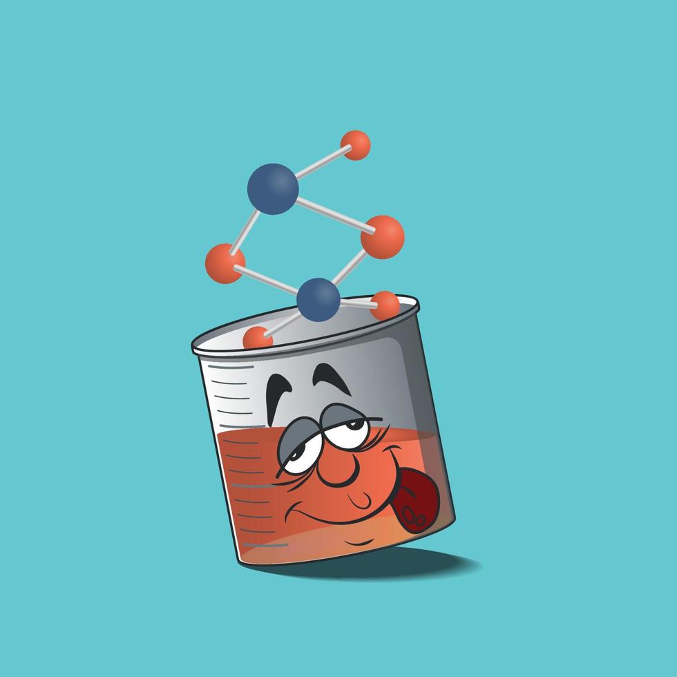 flat beaker cartoon character with angry facial expression vector