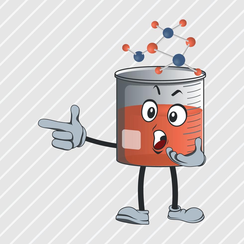flat beaker cartoon character with happy facial expression vector