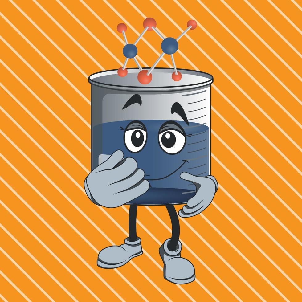 flat beaker cartoon character with happy facial expression vector