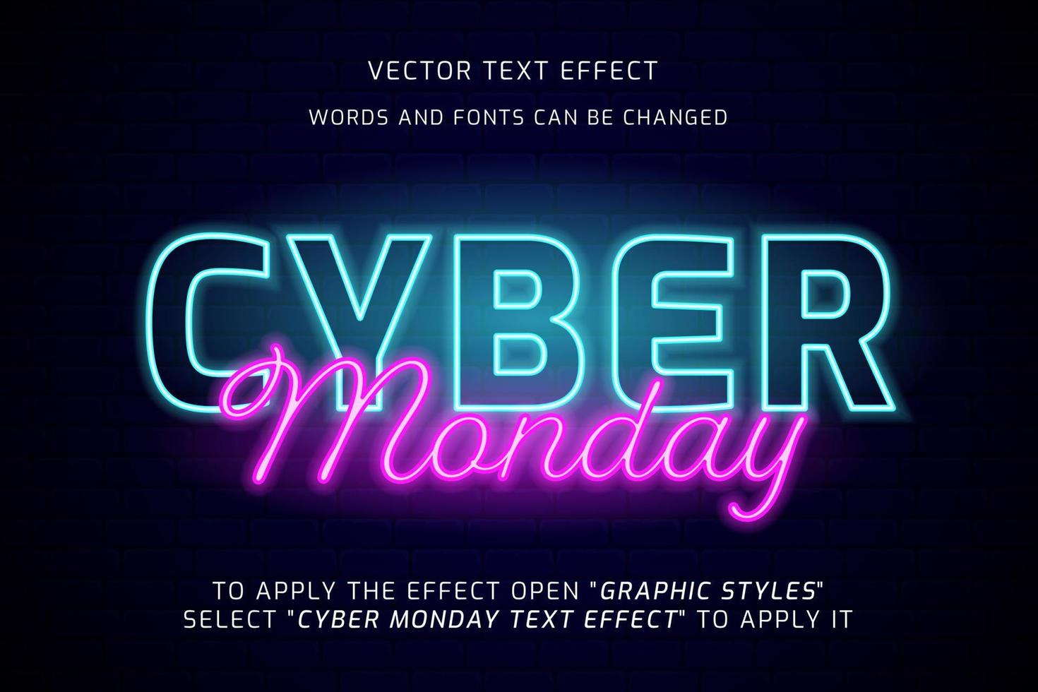 cyber monday neon text effect fully editable vector