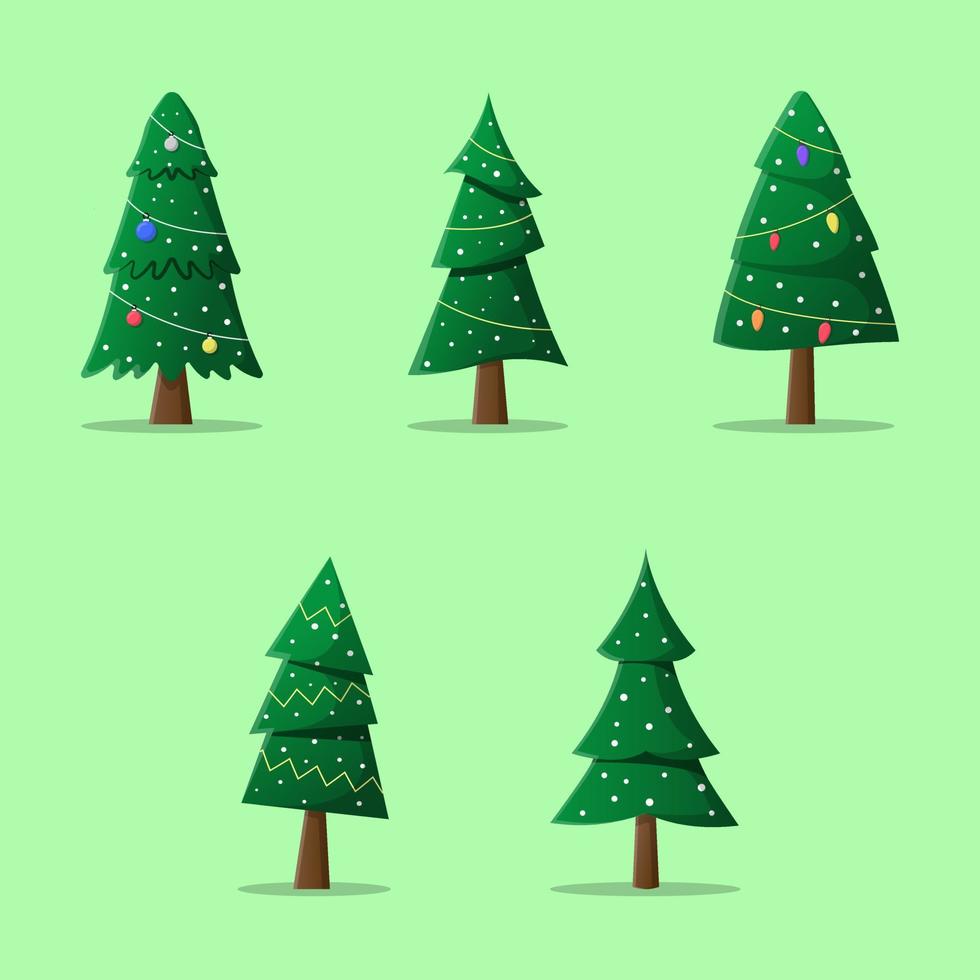 Set of Gradient Christmas Tree Illustration vector