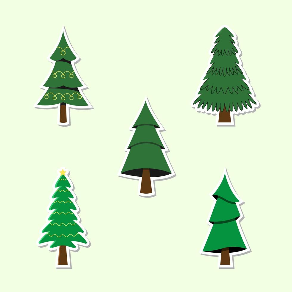 grupo de ilustración de pegatinas de árbol de navidad vector