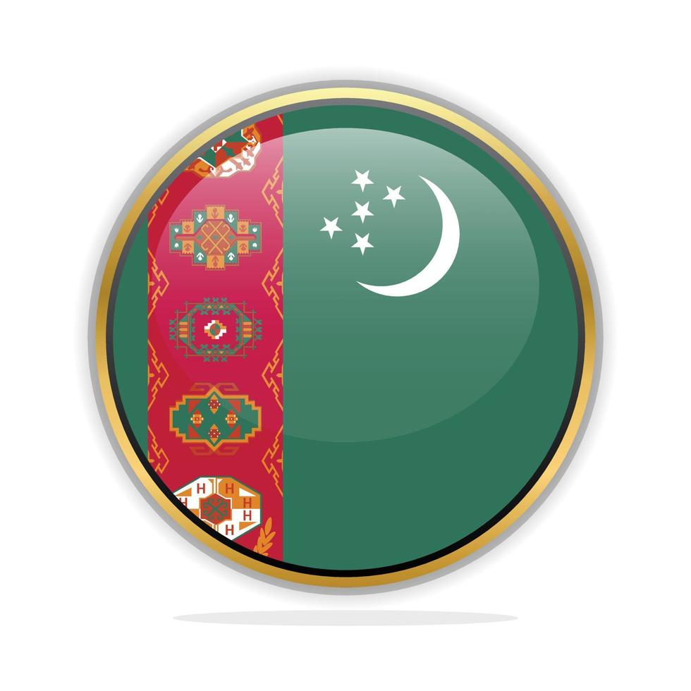 plantilla de diseño de bandera de botón turkmenistán vector