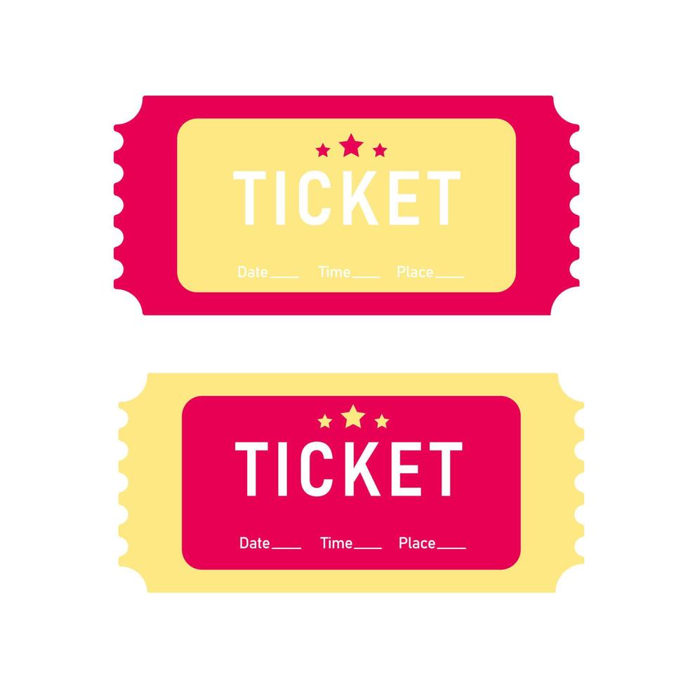 A set of bright tickets. Ticket templates. Date, time vector