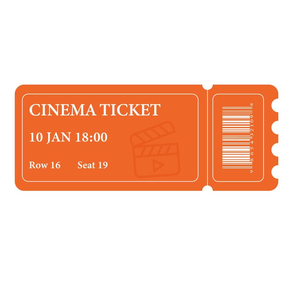 Orange ticket to the cinema. Vector