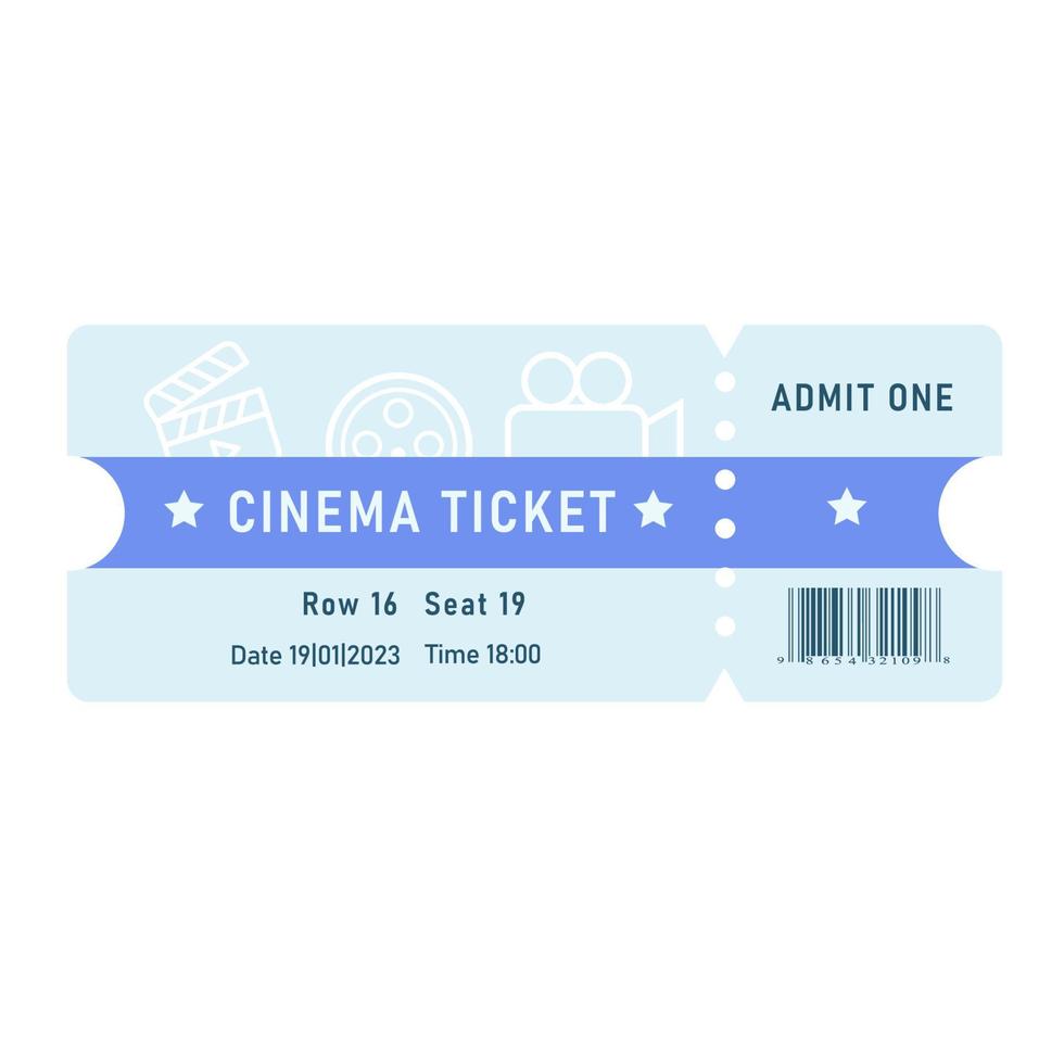 Blue ticket to the cinema. Vector