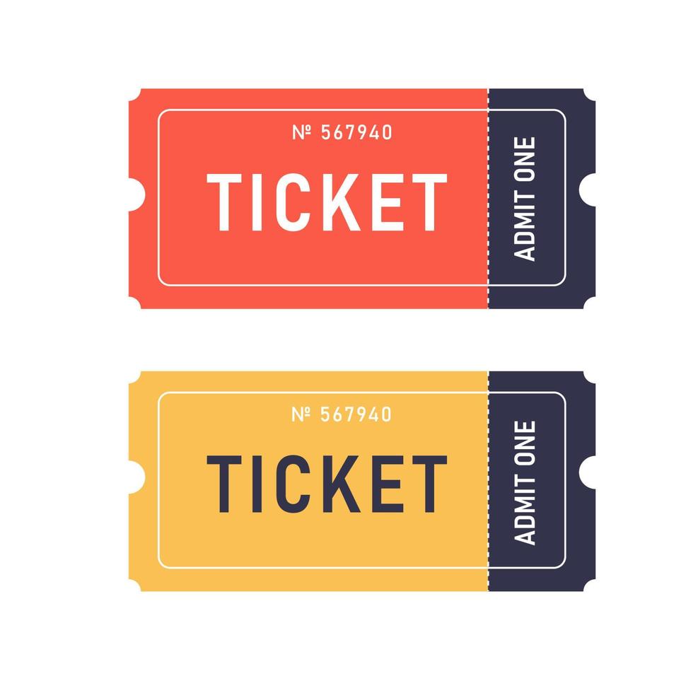 Set of ticket templates of yellow, red color vector