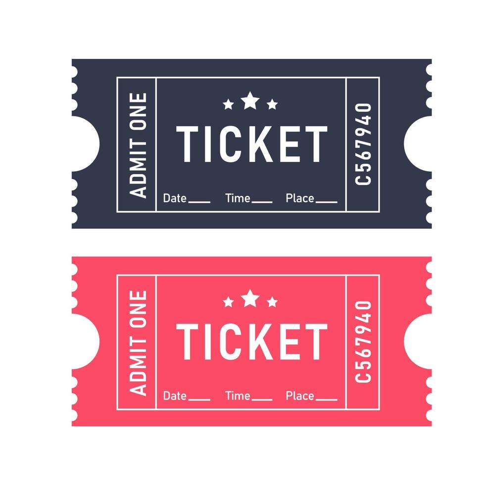 A set of tickets in black, pink color. Place, date, time. vector