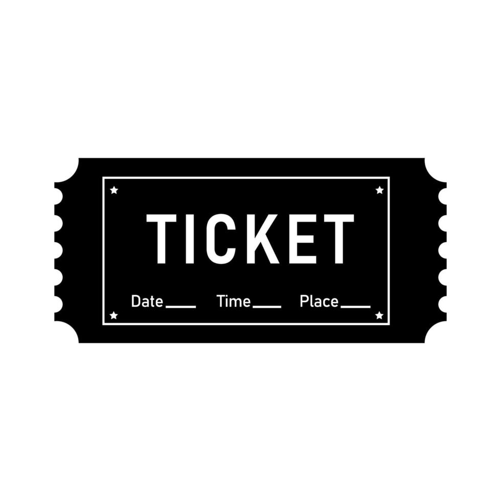The ticket is in black and white. Vector