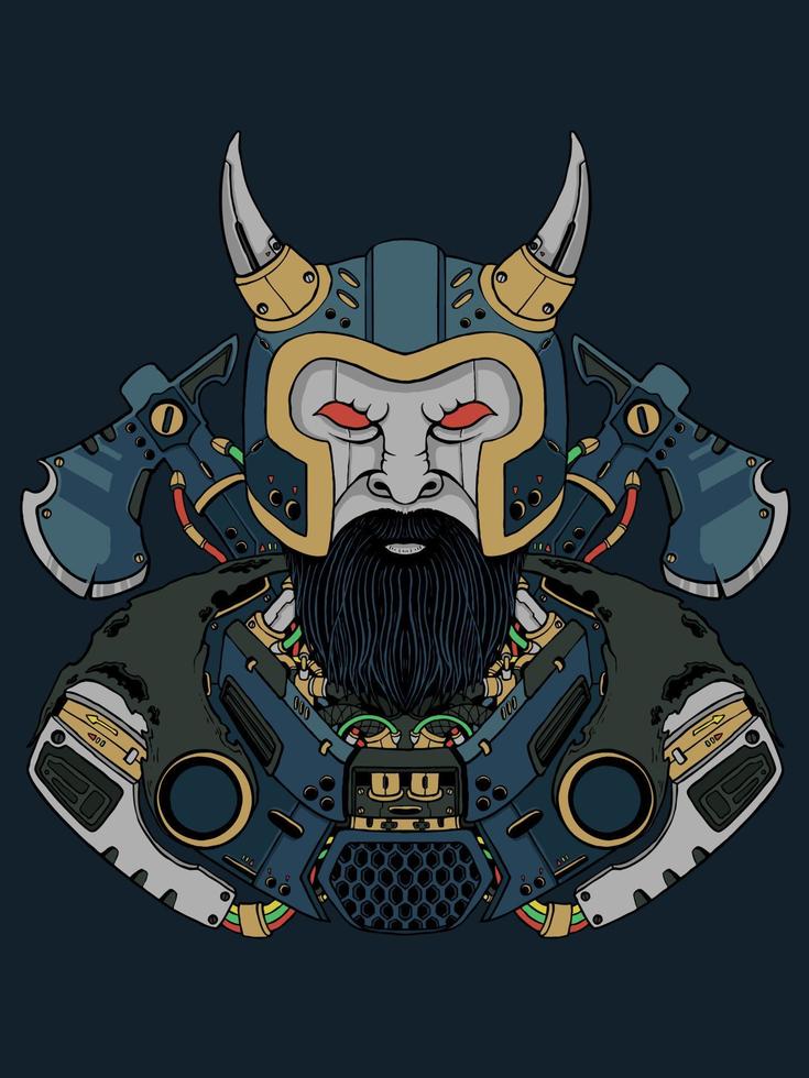 robot viking face vector