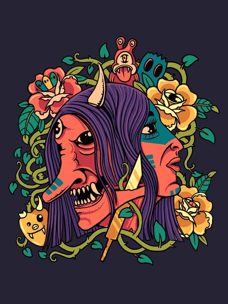indian devil face vector