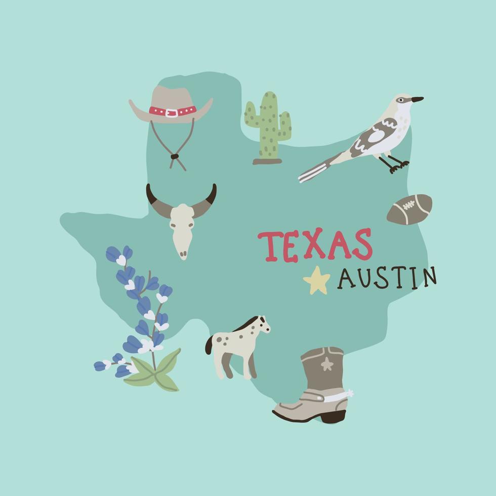 colorida ilustración de texas vector