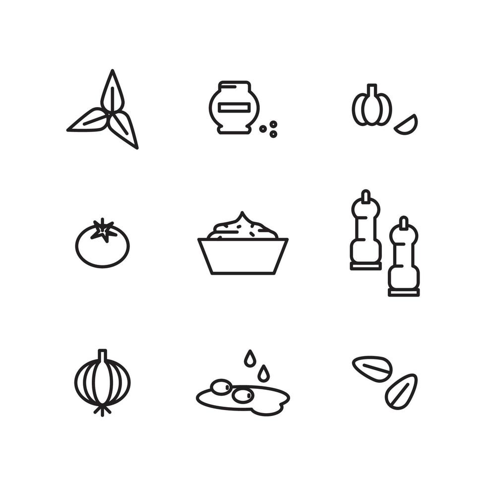 Outlined Set of Sauce Icons vector