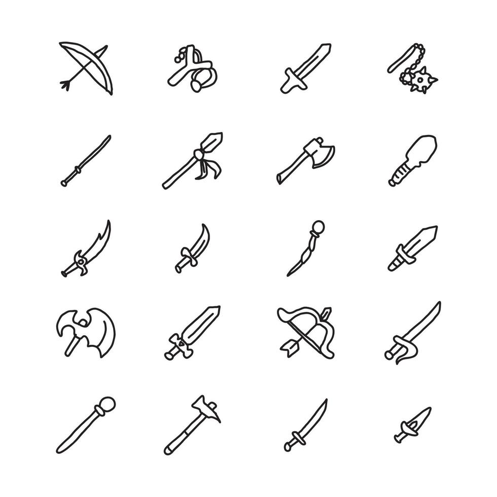 Doodled Weapons for RPGS vector