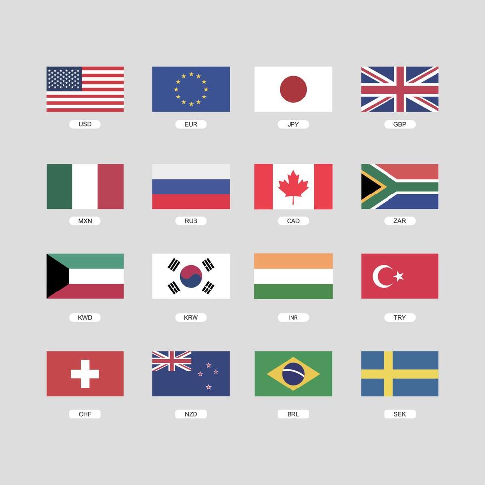 Currencies for Different Countries vector