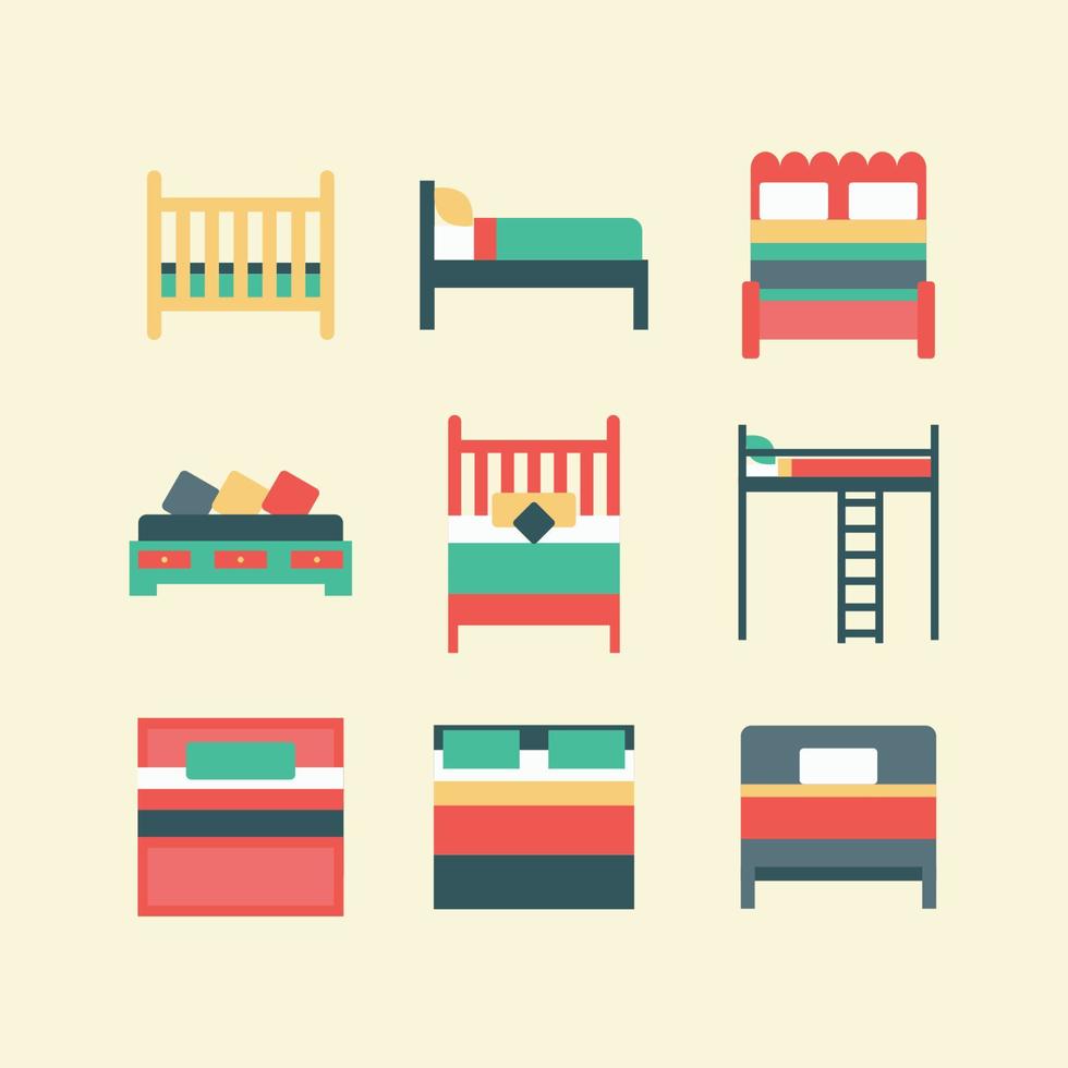 Flat Colorful Beds vector