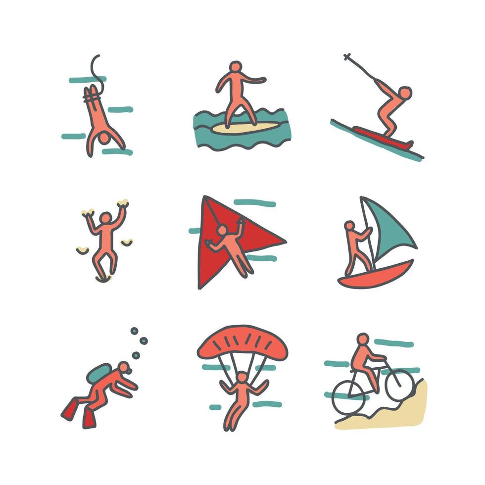 Colorful Extreme Sports Icons vector