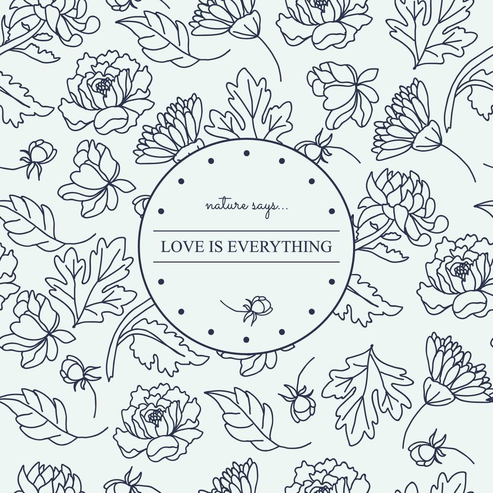 Chrysanthemum Pattern With Love Message vector