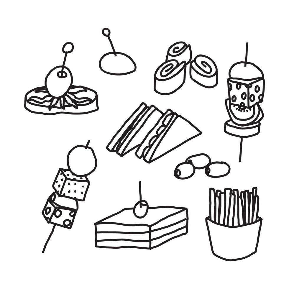 Black and White Appetizers vector