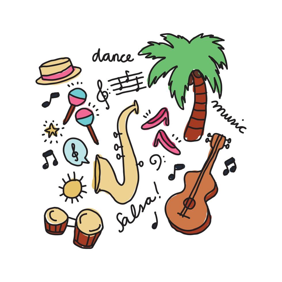 Salsa Dance Funny Doodles vector