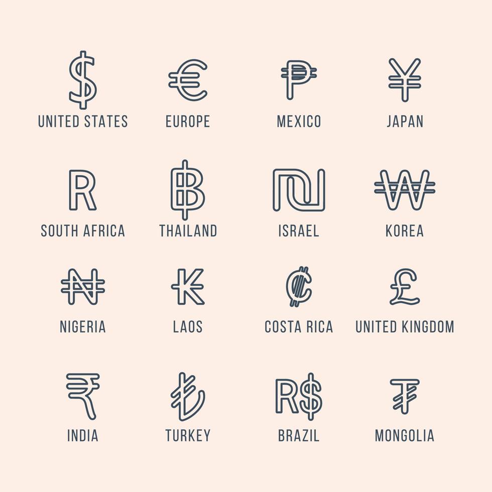 Currencies Outlined Icon vector