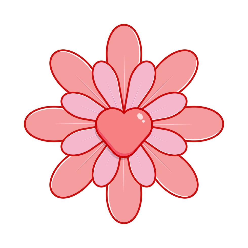 linda flor, flor de corazón, linda flor. vector