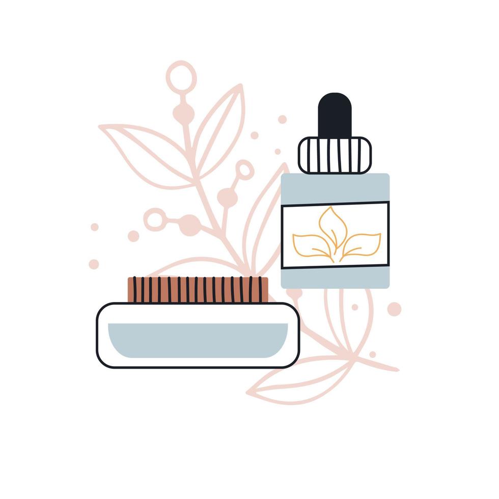 Vector illustration of bottle template for serum, cream flat cosmetics. Face and body skin care