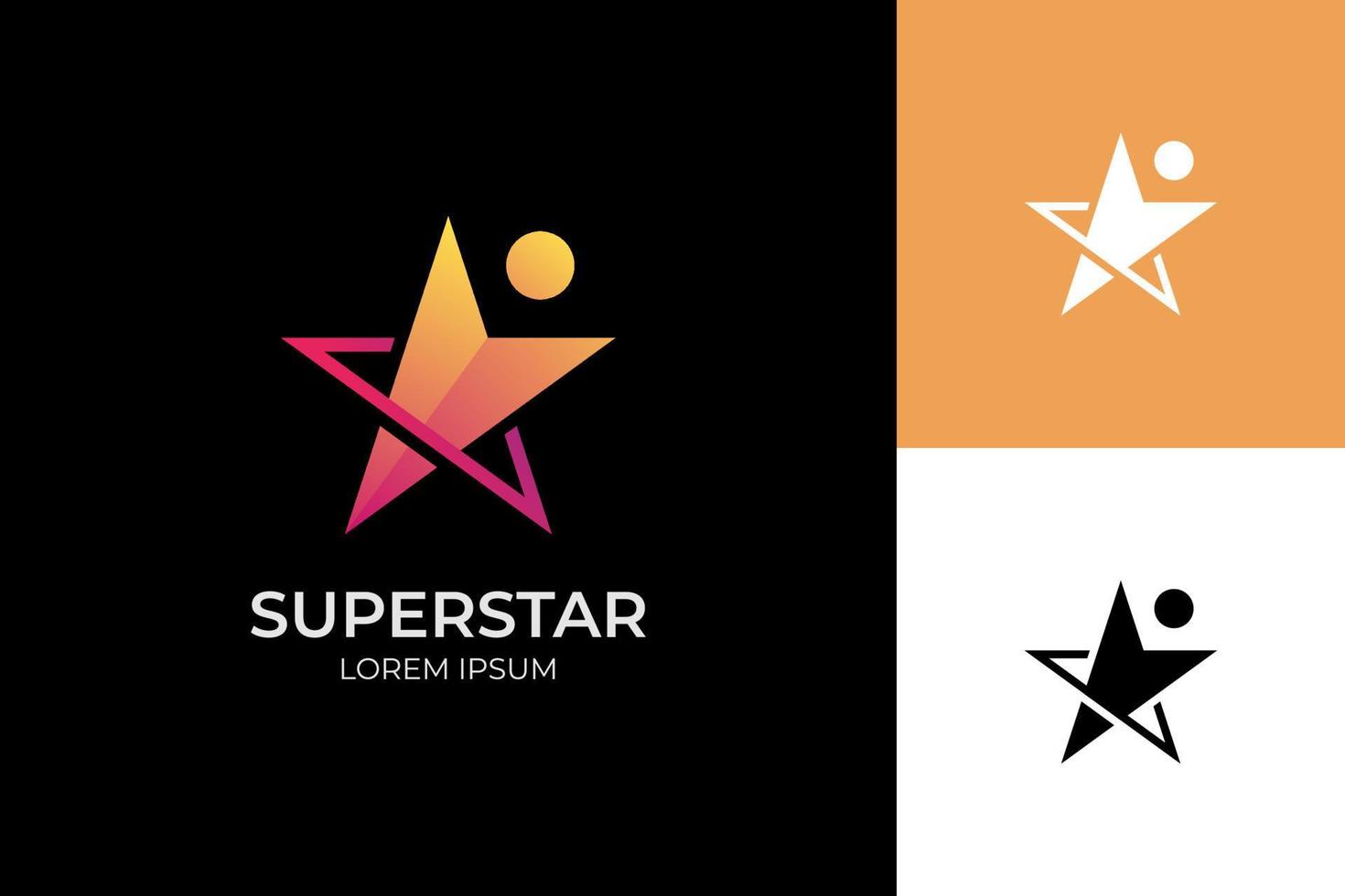 la gente alcanza el diseño del logotipo de éxito estrella. alcanzando el logo de los niños estrellas. elemento de diseño de icono de símbolo de superestrella para el logotipo de logros humanos vector